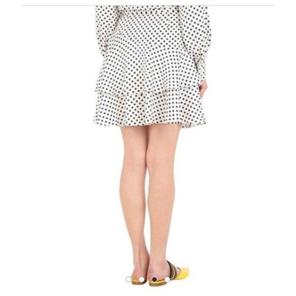 ALEXA CHUNG Polka Dot Tiered Ruffled Skirt 4 TAerial Ivory Navy $272 - Picture 14 of 15